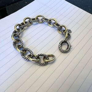 David Yurman 12mm oval Link Bracelet in 18k gold and sterling silver 7.5”